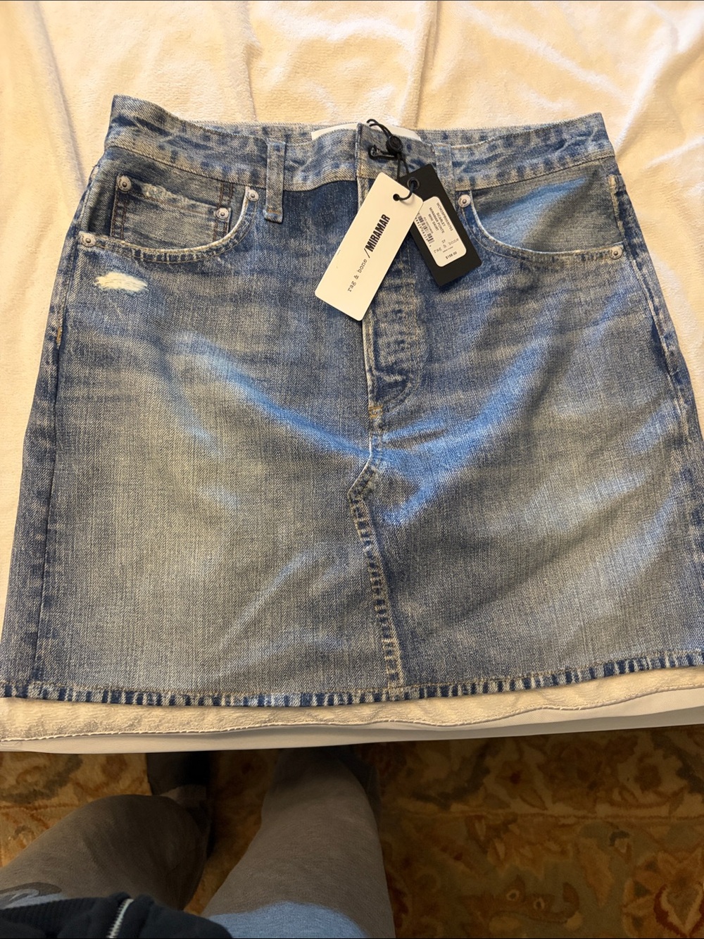 rag & bone Light Blue Denim Mini Skirt